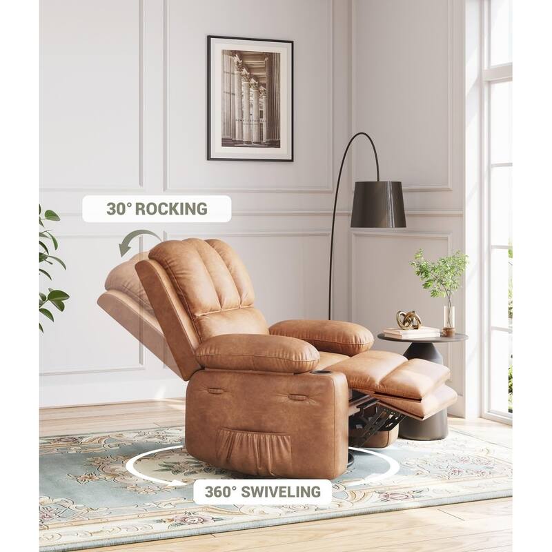 360° Swivel Oversized Recliner Chairs with Heat and Massage