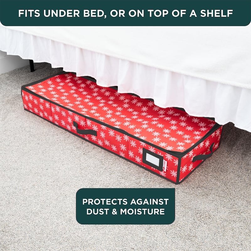 HOLDN' STORAGE Wrapping Paper Storage Container, Fits 27 Rolls Gift Wrap, Extra Pockets for Ribbons & Bows, Underbed Storage