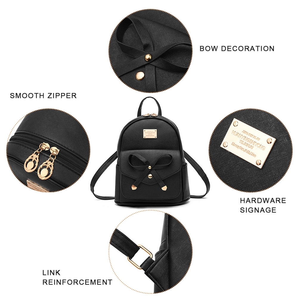 girls bowknot cute leather backpack mini backpack purse for women