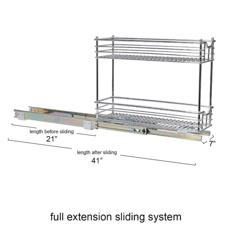 Household Essentials Sliding Organizer, Chrome - 21.0"L x 7.0"W x 17.5"H