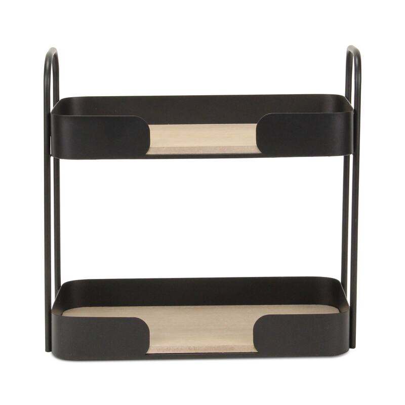 Quintelle Two Tier Wood & Metal Table Organizer