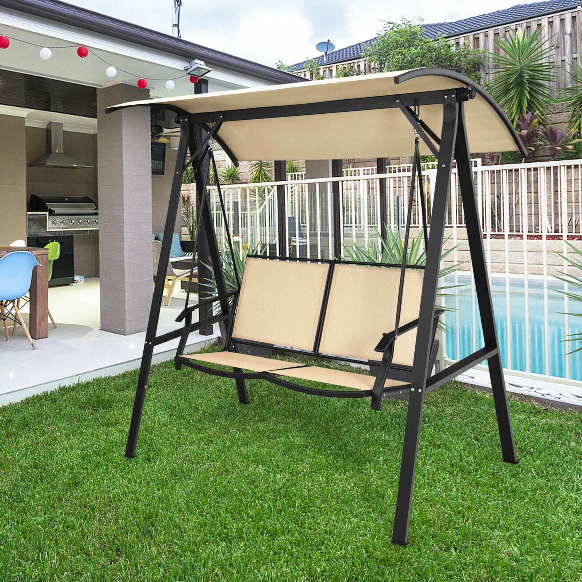 Gymax Patio Canopy Swing Outdoor Swing Chair 2 Person Canopy Hammock See Details