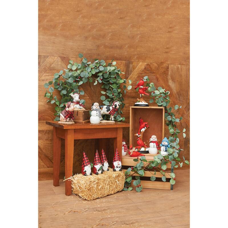 Snowman w/Blue Scarf Figurine - White