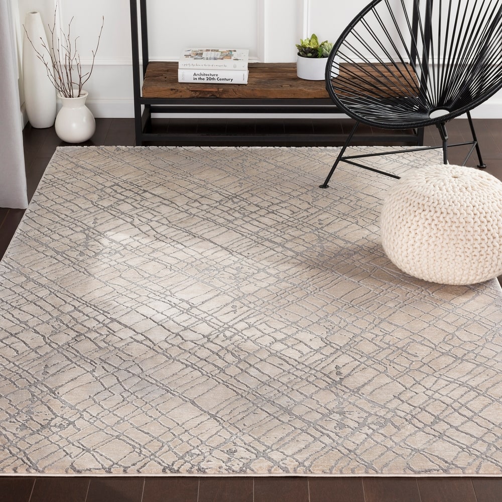 Tsering Contemporary Cream Area Rug - 8' 10" x 12' 4"