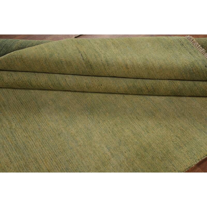 Light Green Modern Gabbeh Oriental Area Rug Handmade Wool Carpet - 4'11" x 6'7"