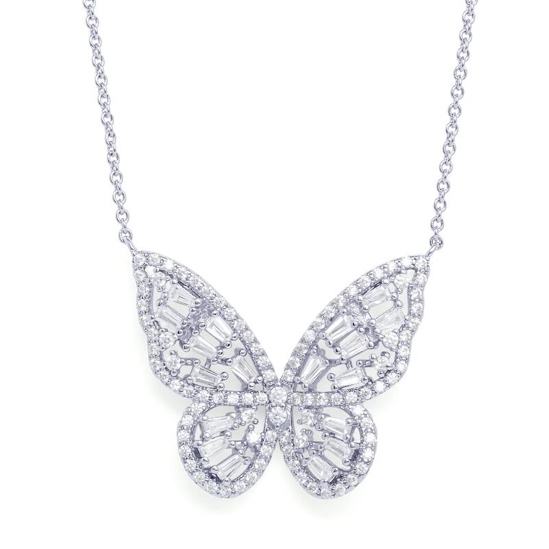 Victoria Townsend Cubic Zirconia Butterfly Necklace w/18" cable chain - White