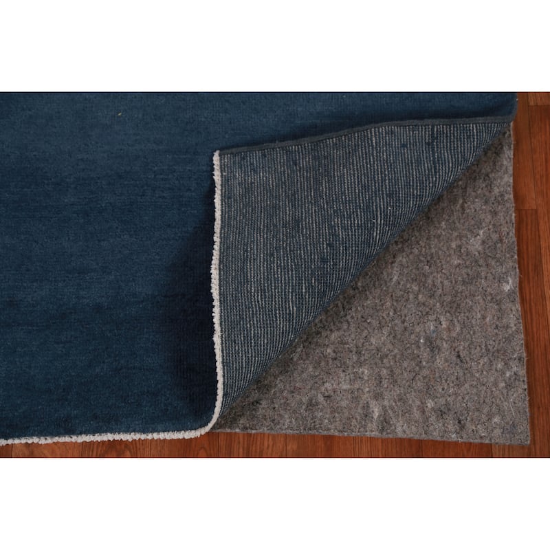 Hand Knotted Oriental 100% Wool Carpet Modern Solid Navy Blue & Blues Gabbeh Runner Rug - 8' 2'' X 2' 8''