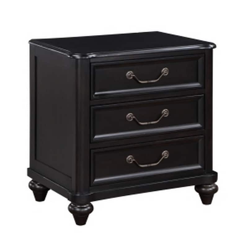 Black 3 Drawer 17 in. W Nightstand with Sturdy Hardware and Ample Storage