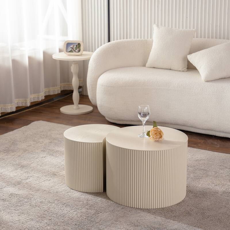 33.86" Modern Coffee Table with Solid‑Wood Relief & Gear Motif