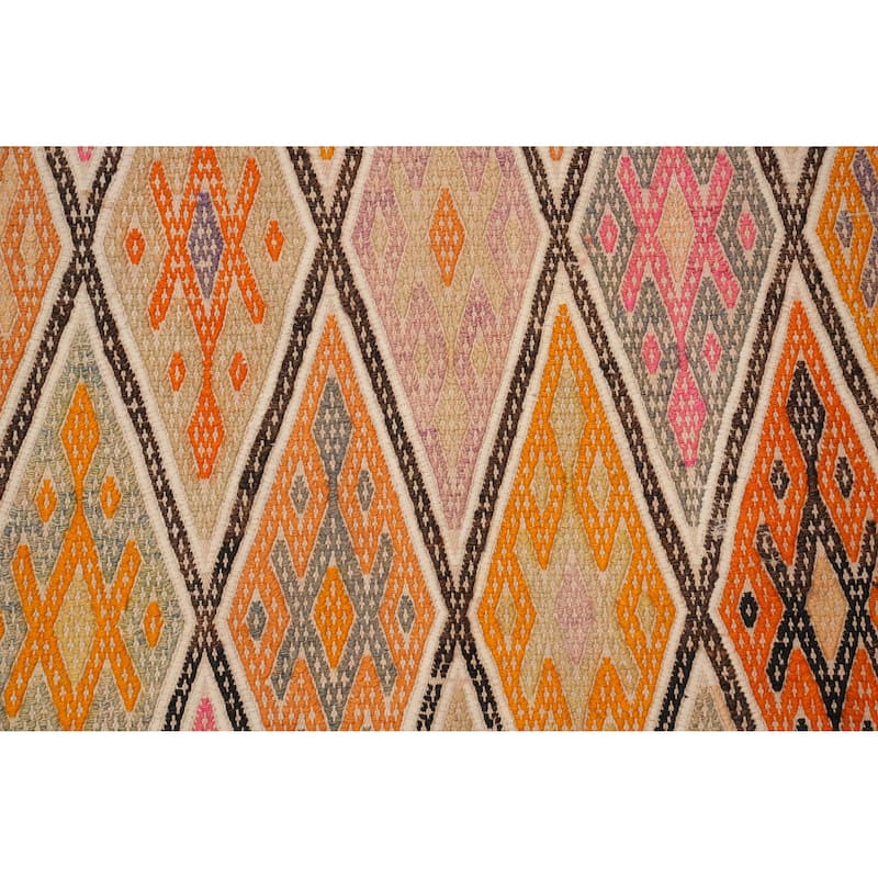 Hand Woven Oriental 100% Wool Carpet Southwestern Tribal Multi-Colored Kilim Runner Rug - 8' 9'' X 3' 5''