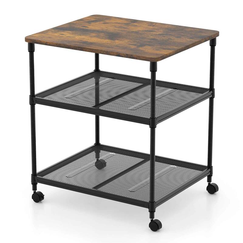 Costway 3-Tier Printer Stand Rolling Fax Cart with Adjustable Shelf & - See Details