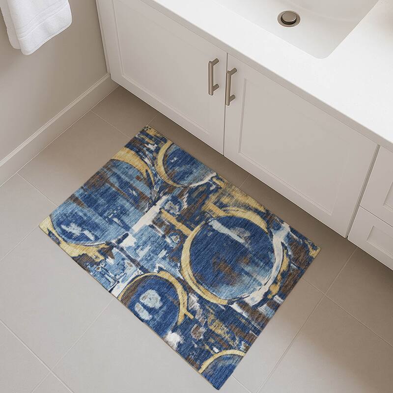 Machine Washable Indoor/ Outdoor Modern Erie Chantille Rug