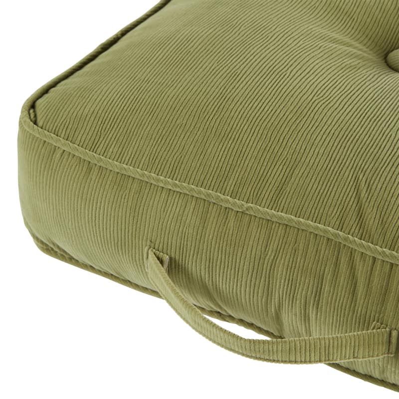 Omaha Corduroy Microfiber 21-inch Square Floor Pillow in Olive Green