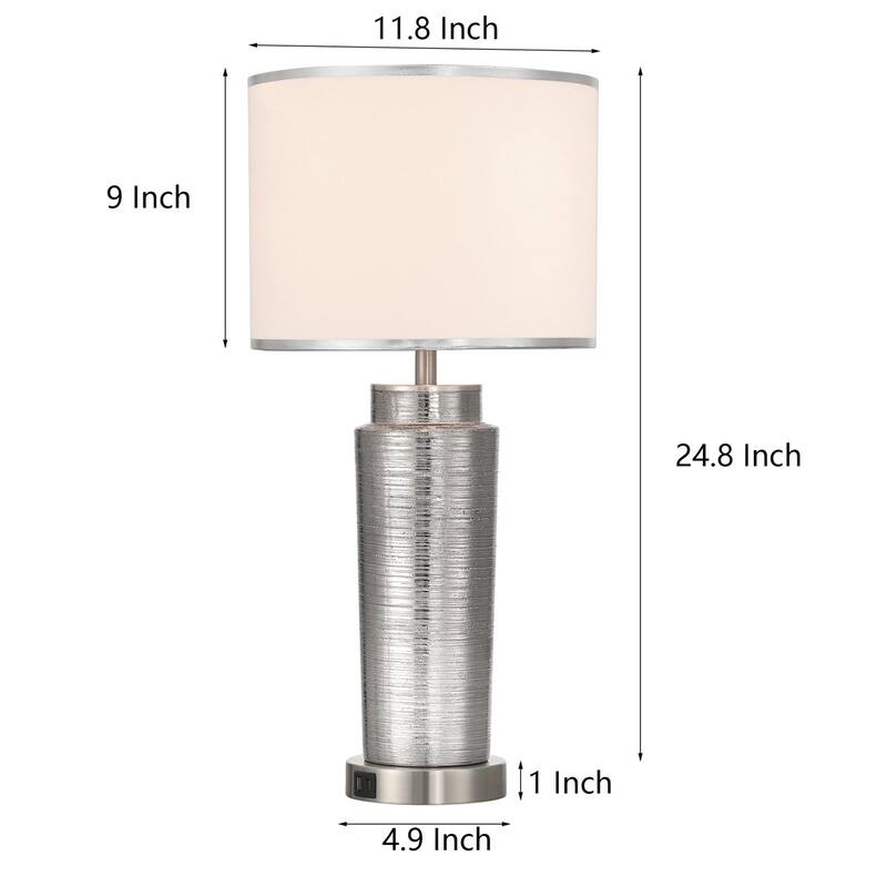 Acroma 25 '' Modern Ceramic Table Lamp with USB Ports - 1-light