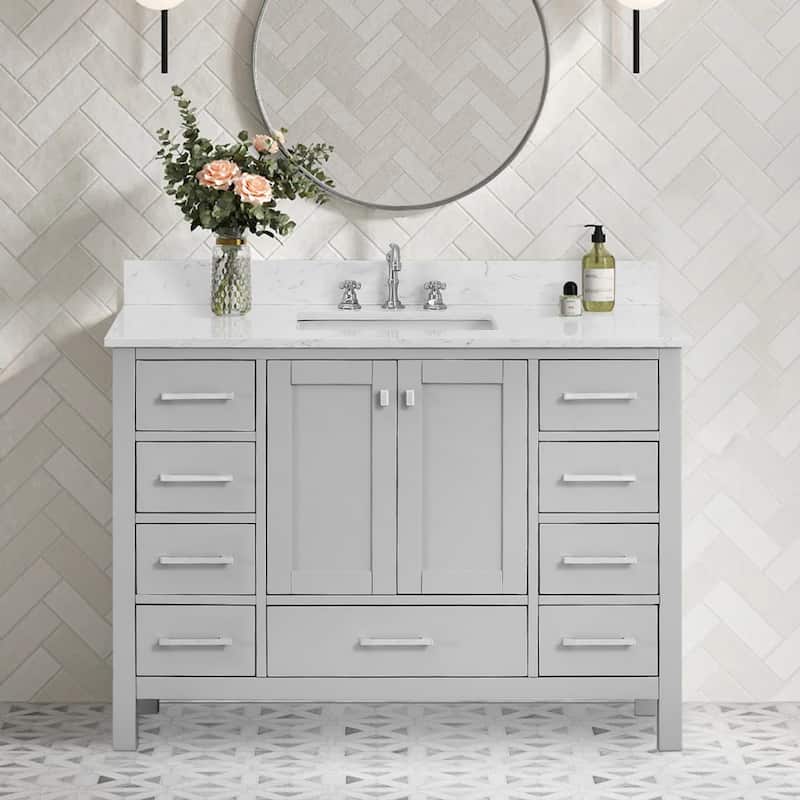 OpalithD 48 in. Bathroom Vanity with Sink, Wood Bath Cabinet with Top - Classic Gray