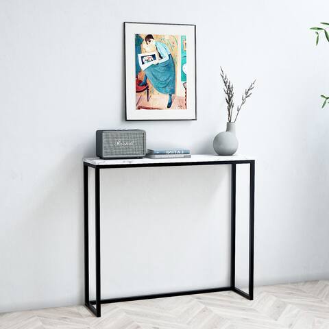 Roomfitters White Faux Marble Console Table