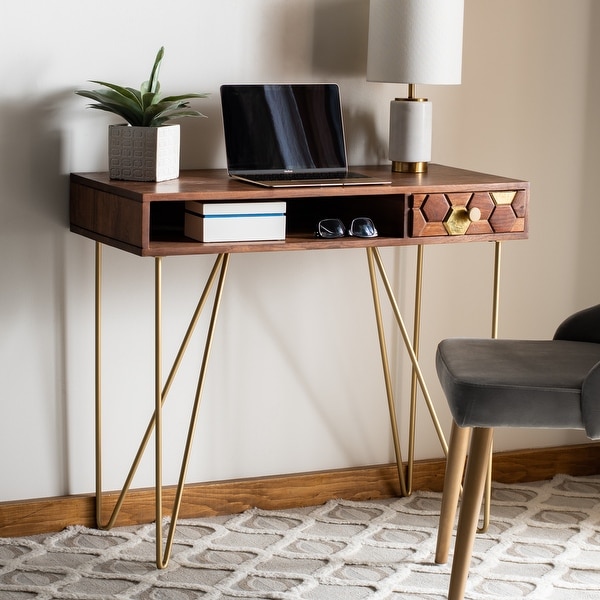 Hairpin leg deals desk with drawers