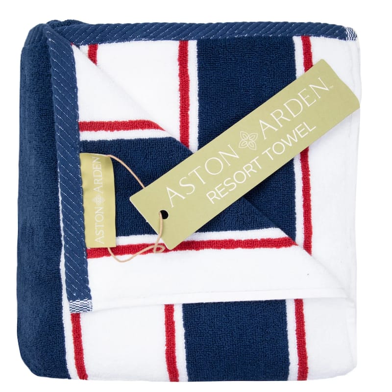Aston & Arden Oversized Pinstriped Resort Beach Towel - 35x70