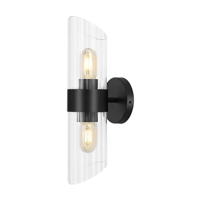 SAFAVIEH Lighting Eytan 2-light 6-inch Glass Wall Sconce with Bulbs (Set of 2) - 6.3 in. W x 4.8 in. D x 16.5 in. H