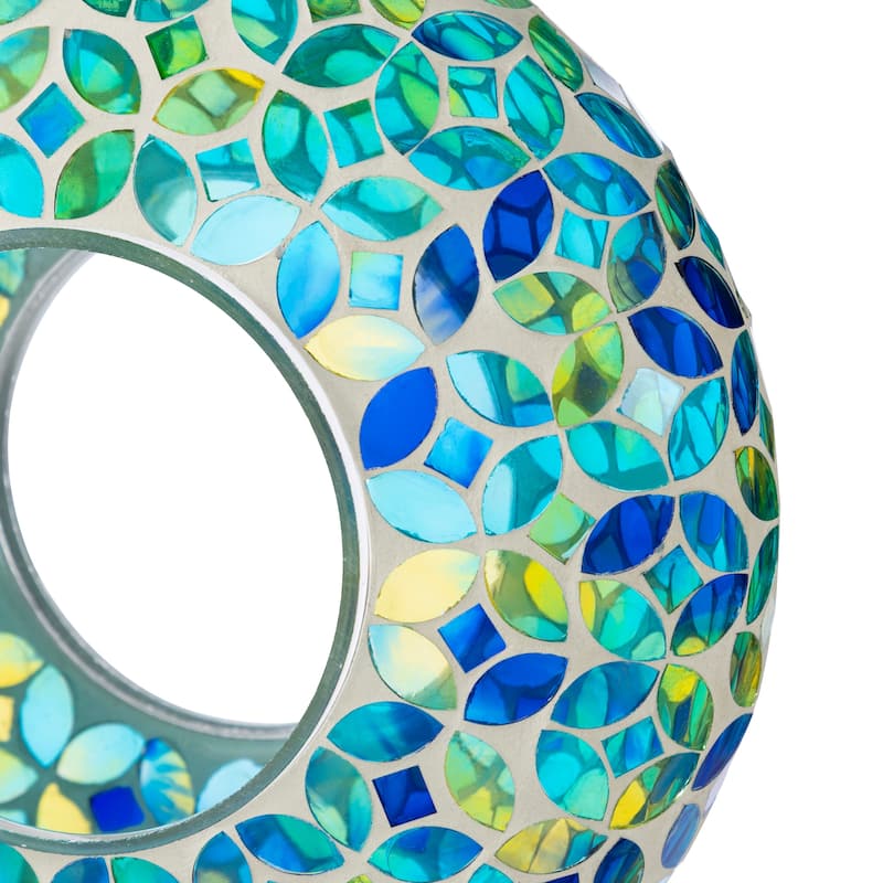 Glitzhome Round Hanging Multi-Color Mosaic Birdfeeder