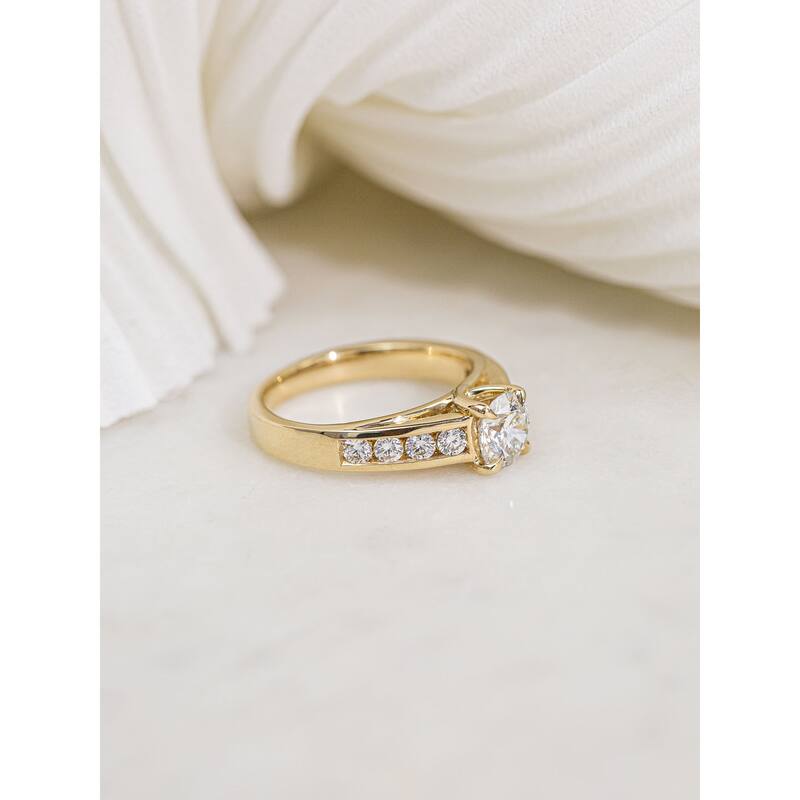 Kobelli 1.45 Carats Diamond 14k Solid Gold Round Lab Grown Channel Engagement Ring (Certified, EF/VS/EX)