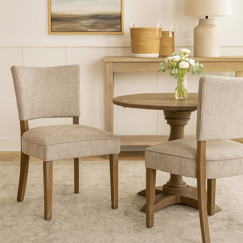 Rea Dining Side Chair Set of 2, Taupe, Classic Graywash Solid Wood