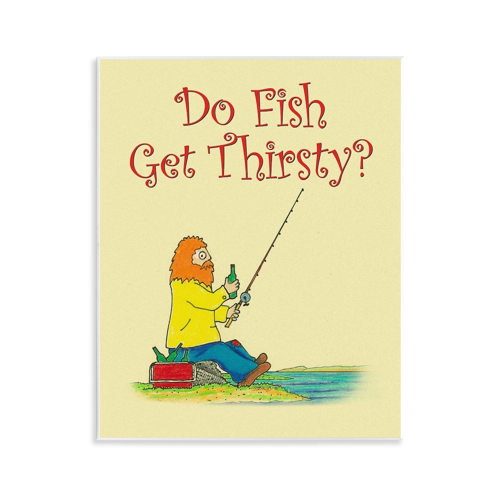 Stupell Do Fish Get Thirsty Humor Wall Plaque Art Design By Roger Straub