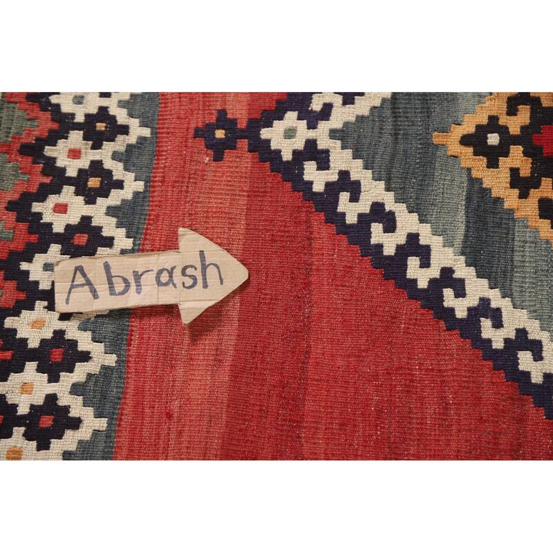 Hand-Woven Vegetable Dye Kilim Qashqai Persian Vintage Area Rug - 4'0"x 7'9"