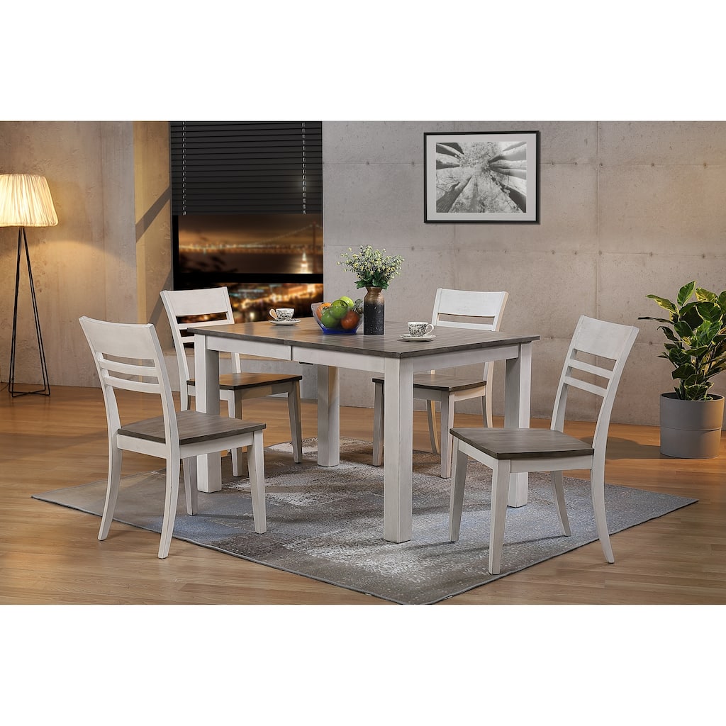 Parsons Ash & Stormy White Transitional Ladderback 5-Piece Dining Set