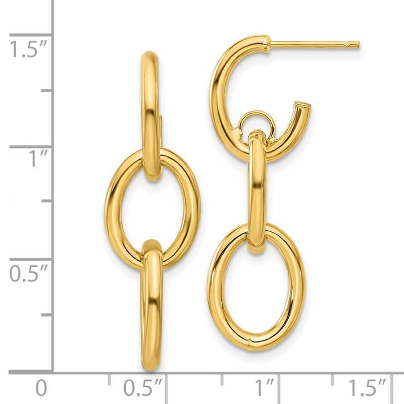 Curata 14k Yellow Gold Polished Double Round Guardian Angel Post Earrings - 35x11mm