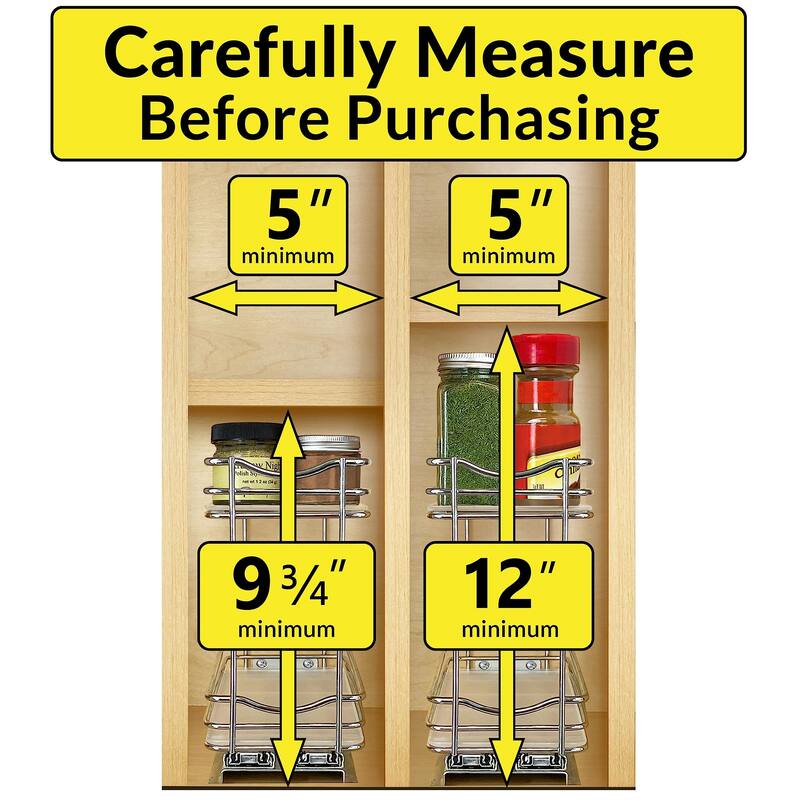 ® Pull Out Spice Rack Organizer for Cabinet - 4-1/4 inch Wide - Slide Out Rack - Sliding Spice Organizer Shelf - 2 Tier, Chrome
