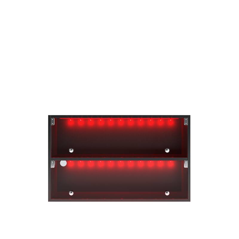 Shoe Cabinet with RGB LED Light, Stackable Bin Shoe Display Case with Glass Door
