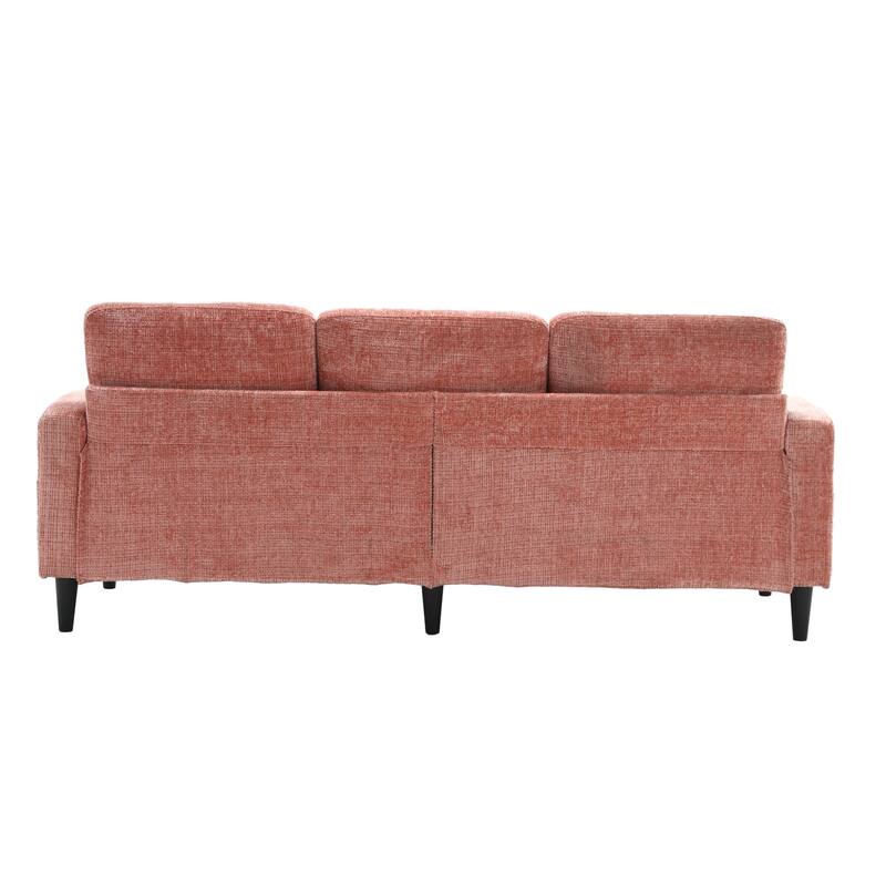 Modular Sectional Sofa with Storage Ottoman, Comfy Chenille Fabric Sofa, 3-Seater Sofa with Side Pockets & 2 Cup Holders