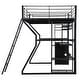 preview thumbnail 14 of 13, Full Size Metal Gaming Bed with Built-in Desk, Open Wardrobe and LED, Multiple Storage Loft Bed Frame with Ladder