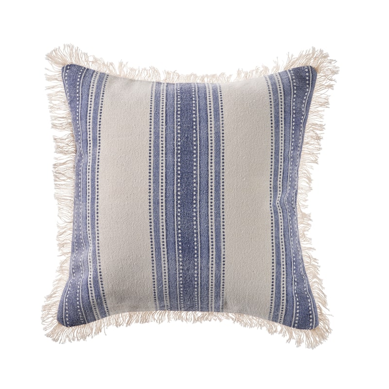 Sevita Coastal Striped Blue and Cream Throw Pillow, Single or Set of 2