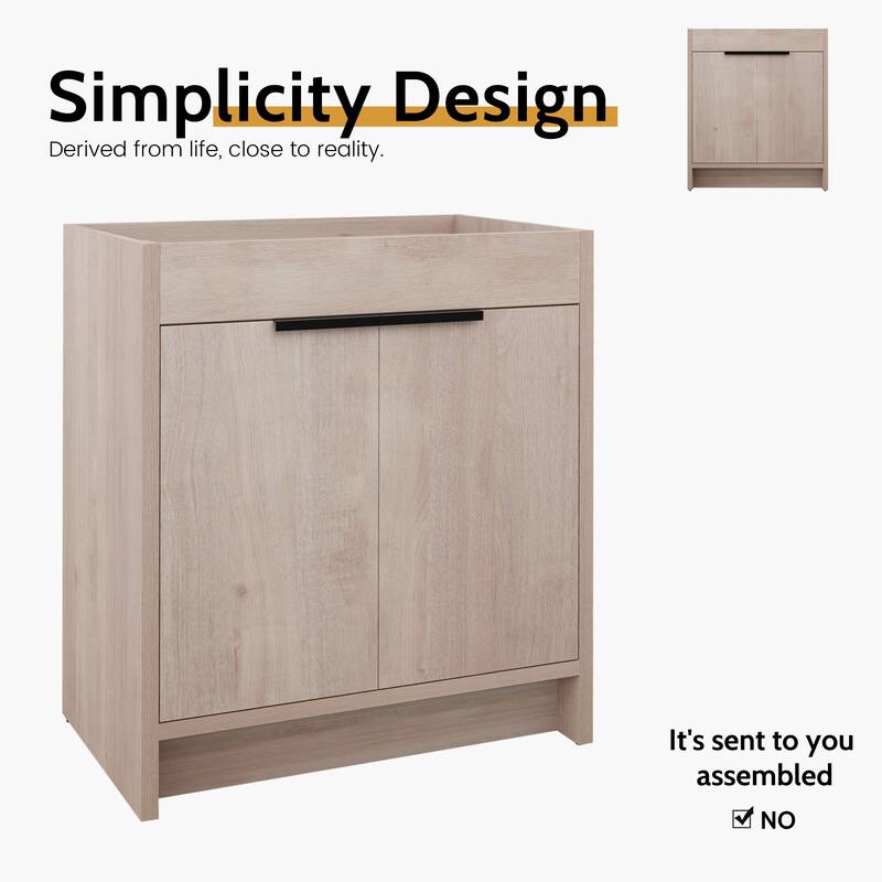 24/30/36 Inch Freestanding Bathroom Vanity Cabinet with Soft Close Door and Adjustable Shelf (Without Sink)