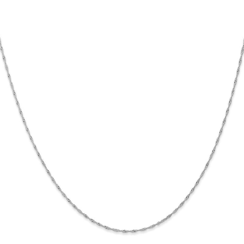 Curata 10k White Gold 1mm Carded Singapore Chain Necklace (Spring Ring)