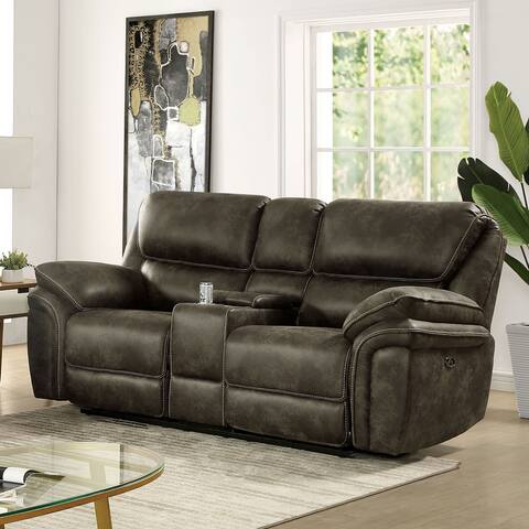 Furniture of America Ruddern Mocha Padded Power Reclining Loveseat