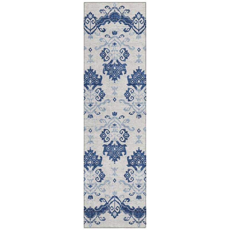 Machine Washable Indoor/ Outdoor Chantille Medallion Damask Rug