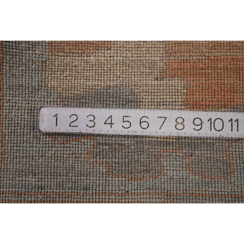 Vegetable Dye Blue Oushak Turkish Area Rug Handmade Wool Carpet - 9'4" x 11'10"