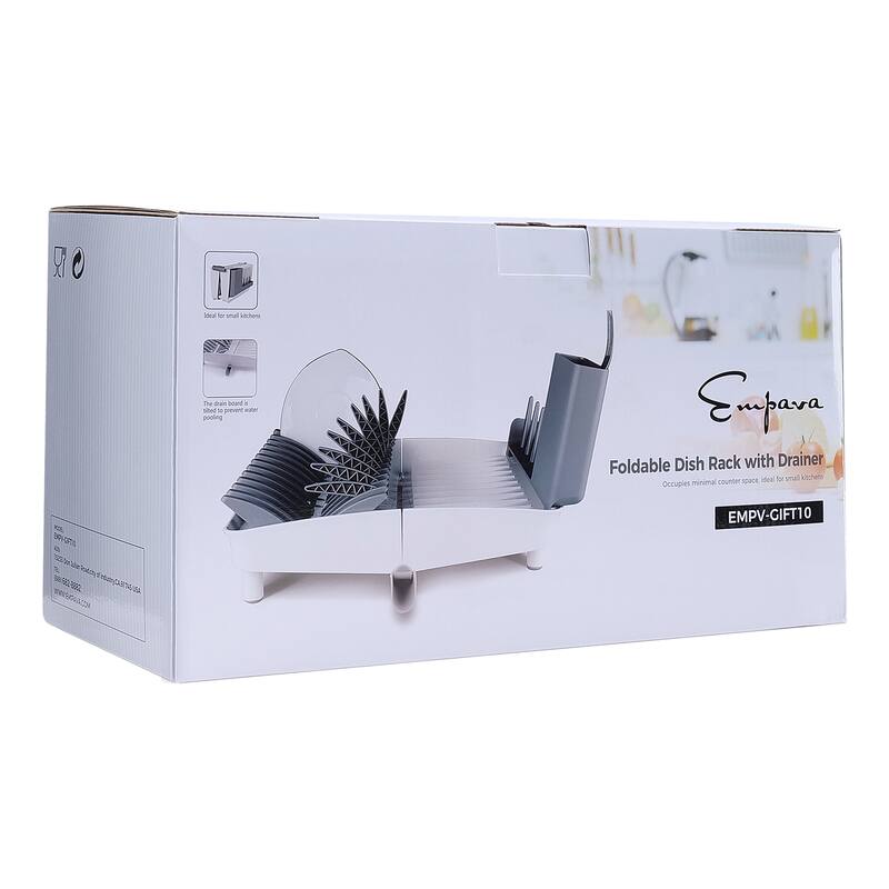 Foldable Countertop Dish Drying Rack with Drainer - 16.5" x 13.8"