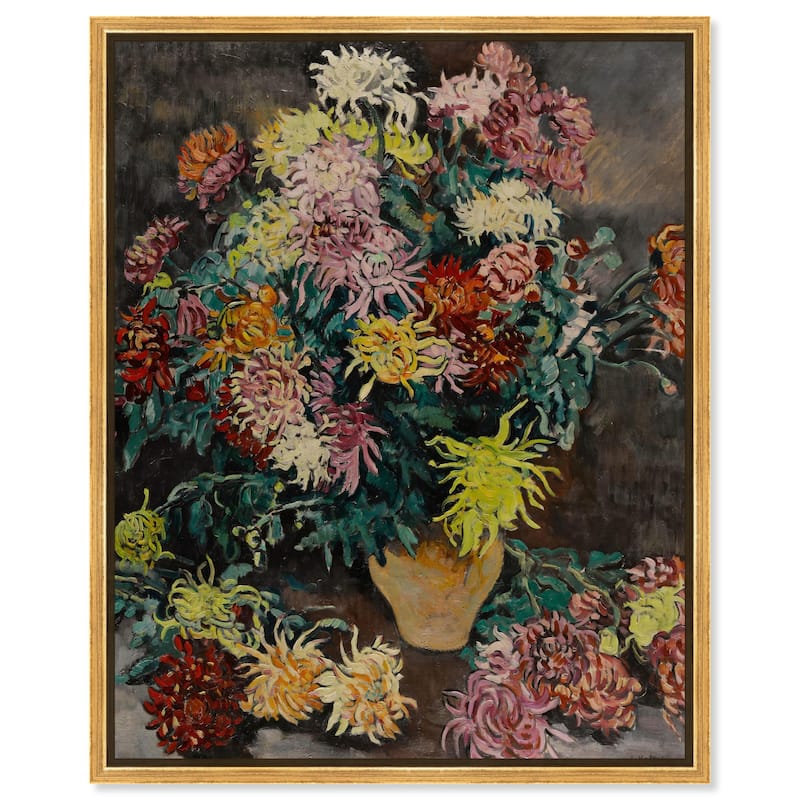 Louis Valtat Dahlias Canvas by Art Remedy - Gold - 20" x 24"