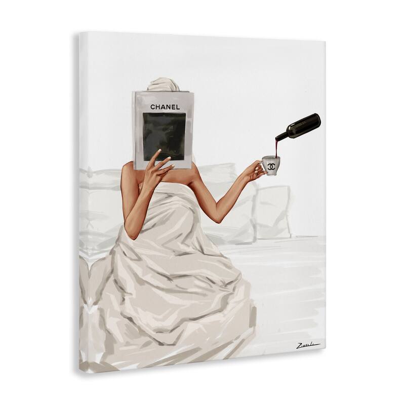 Stupell Pouring Drink in Bed Canvas Wall Art Design By Ziwei Li