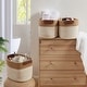 preview thumbnail 36 of 48, 3 Pack Woven Cotton Rope Shelf Storage Basket with Leather Handles, Baby Nursery Storage Bin Organizers, Closet Shelf Storage