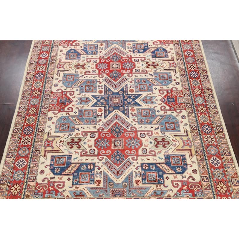 Geometric Super Kazak Oriental Vegetable Dye Area Rug Wool Handmade - 8'8" x 11'9"