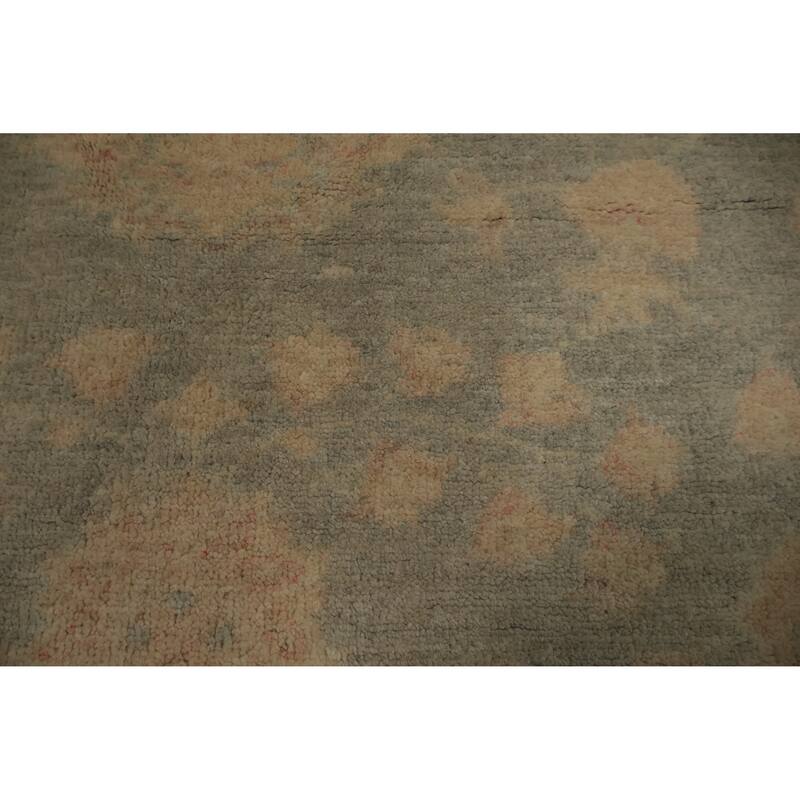 Hand Knotted Oriental 100% Wool Carpet Transitional All-Over Green Oushak Area Rug - 8' 0'' X 8' 2''
