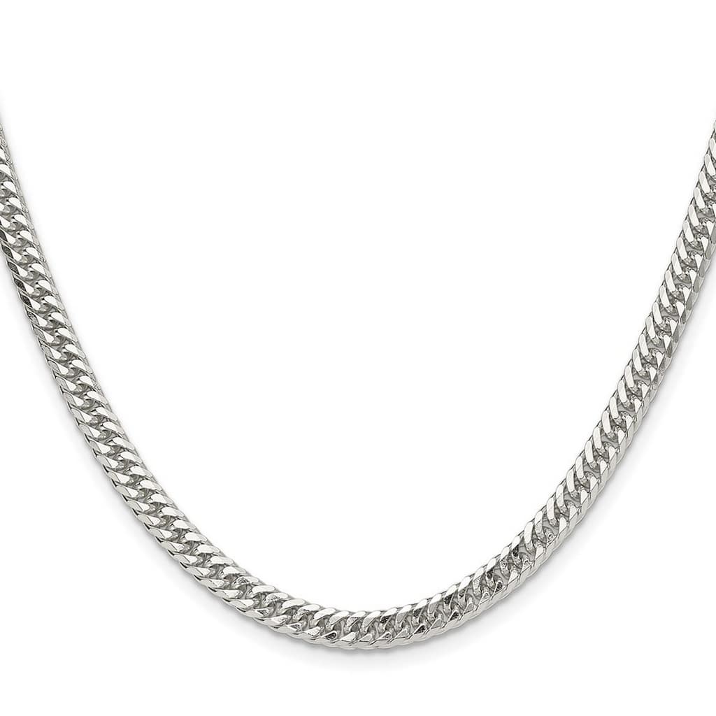 Curata 925 Sterling Silver 4.8mm Double Beveled Curb Chain Necklace for Men