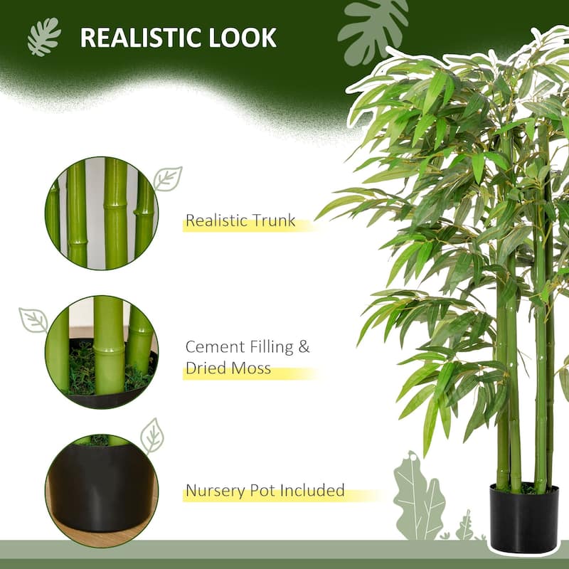 4.5FT Artificial BamBoo Tree Faux Decorative Plant in Nursery Pot For Indoor