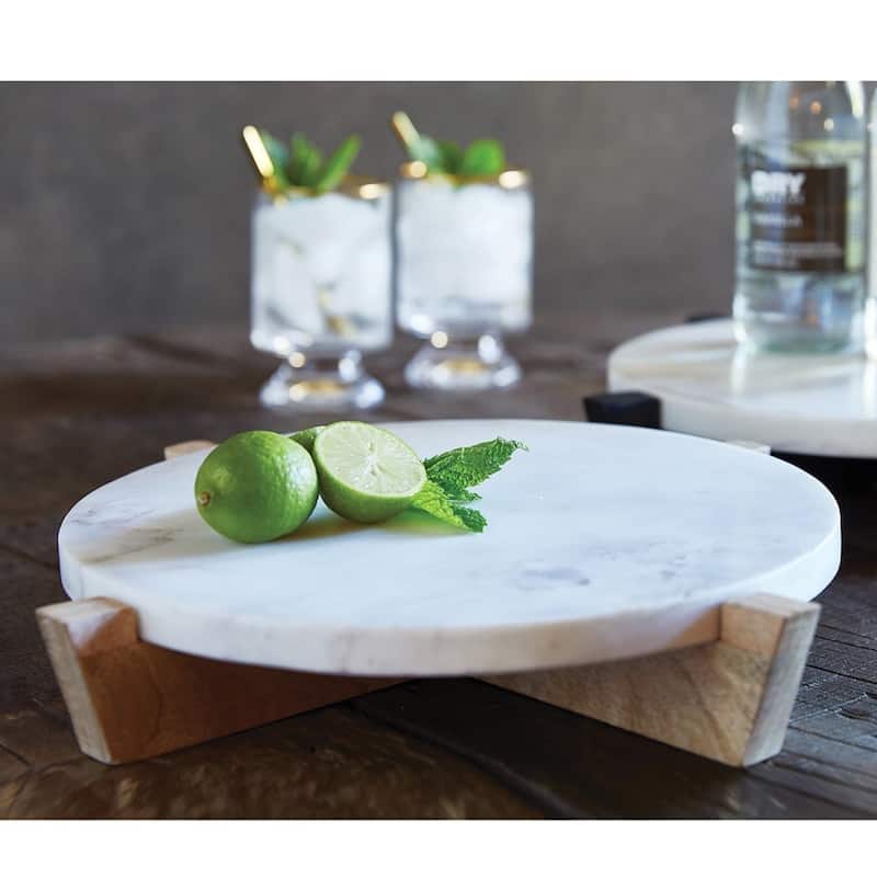 Curata Mango Wood Stand with Removable Marble Tray