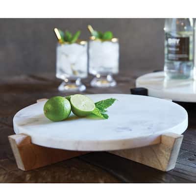 Curata Mango Wood Stand with Removable Marble Tray